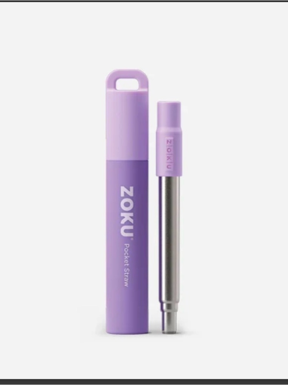 Zoku Pocket Straw - Lavender Reusable Stainless Steel Straw with Travel Case
